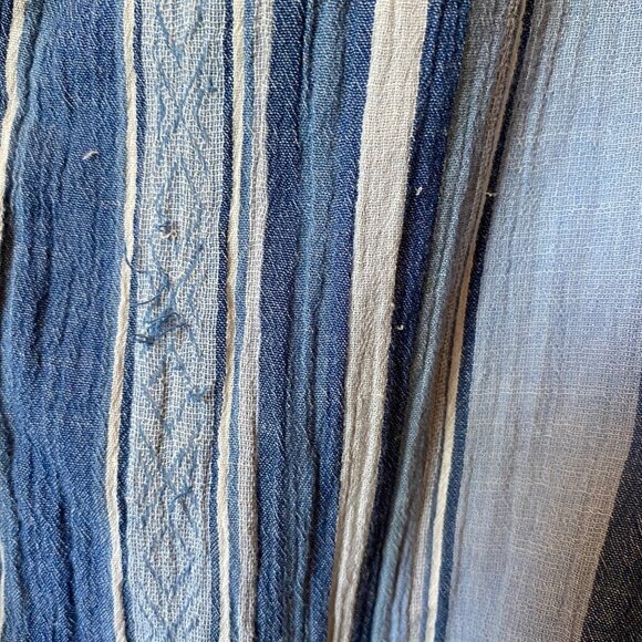 Lauren Jeans Co. Blue Striped Button-Up Shirt XL Cotton Long Sleeve Hippie Retro - Picture 8 of 9